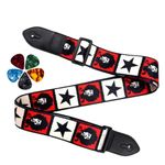 AMG Music Guitar Strap Belt for Acoustic Guitar & Electric guitar Adjustable Buckle Modern Design Guitar Belt with Guitar Picks for Acoustic/Bass/Electric Guitar Strap (Bob Marley)