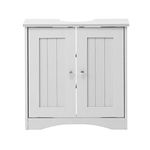 Timber Art Design UK Bathroom Sink Cabinet Bathroom Storage Cabinet Floor Under Basin with 2 Internal Shelves Freestanding Vanity Storage Cupboard Organiser Furniture, White (60 x 60 x 30 cm)