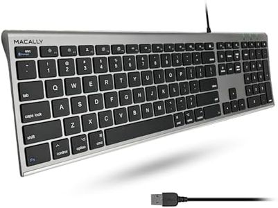 Macally Ultra-Slim USB Wired Computer Keyboard - Works Great as Both a Windows or Wired Mac Keyboard - Compatible Full Size Apple Keyboard with Numeric Keypad for Mac Mini, iMac, MacBook - Space Gray