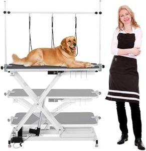 47” Electric Lift Dog Grooming Table (White), Heavy Duty Electric Grooming Arm Table for Pets & Large Dogs Adjustable Height: 9.4"-39.4" Non-slip Desktop with Gantry Crane Set