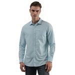 Lee Men's Solid Slim Fit Shirt (LMSH003919_Blue
