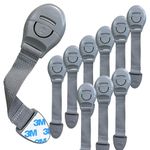KidDough Furniture Safety Locks for Kids, Child Safety Locks for Drawers, Cabinets, Fridge, Cupboard Lock, Baby Proofing Product, Strong and Adhesive Safety Locks (Grey, 10 Grey Locks)
