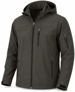 Free Country Men's Softshell Jacket Water & Wind Resistant Insulated and Warm Fleece Lined Rain Hiking Winter Coat for Men-Olive-Size XXL