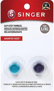 SINGER Slip Stop Thimbles, Size Large and XLarge, Metallic Blue and Purple - Set of 2