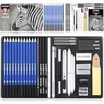 KALOUR PDAS 36PCS Drawing Set Sketching Kit, Pro Art Sketch Supplies, Include Tutorial, Graphite, Charcoal, for Artists Adults Beginner, Ideal for Shading, Blending, Premium Sketching Set for Gift