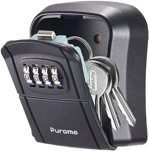 Puroma Key Lock Box Combination Lockbox Wall-Mounted Key Storage Box for House Keys, Resettable Code Safe Security Lock Box for Home, Office, Garage, Apartment Spare Key Storage (1 Pack, Black)