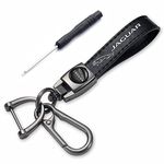 ARKOSKNIGHT Car logo Key Chain,Genuine Leather Keychain,Car Keychain for Women Men, Jagvar Black, Large