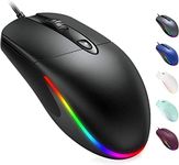 USB Wired Mouse,RGB Optical Silent Computer Mouse,1600 DPI Office and Home Mice,for Windows PC, Laptop, Desktop, Notebook