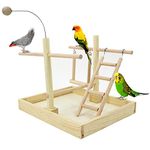 Bird Playground, Bird Play Stand, Bird Perch Natural Wood Birdcage Stands, Bird Playing Standing Rack Bird Training with Large Base for Small Cockatoo Parakeet Macaw Budgies Finches