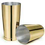 Stainless Steel Boston Shaker - 2-piece 18oz & 28oz Professional Bartender Cocktail Shaker Bartender Shaker Kit - CTSK0013 (Gold)