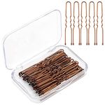 AIEX 50 Pieces U-Shaped Hair Pins Kit Hair Clips Secure Hold Hair Clips for Women Girls and Hair Salon (Brown)