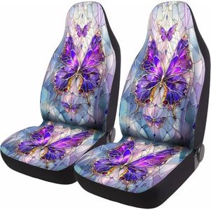 GENANY Purple Butterfly 2 Front Car Seat Covers for Car Truck Sedan SUV, Durable Automotive Seat Covers, Bucket Seat Covers, Protective Interior Accessory, Car Accessories Interior For Women, Car Gift