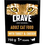 Crave Dry Cat Food - High Protein and Grain-Free Cat Food with Turkey and Chicken, 750 g (Pack of 4)