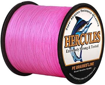 HERCULES Braided Fishing Line 500m 547yds 6lbs-100lbs Pe Superline 4 Strands (Pink 80lb/36.3kg 0.48mm)