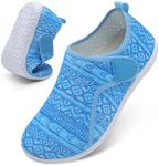 XIHALOOK Summer Shoes Womens Mens Beach Walking Shoes Swim Aqua Quick Dry Barefoot Blue Wavy, 11-12 Women/9-10 Men