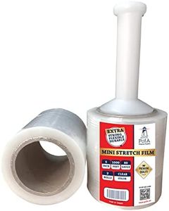 PofA Mini Stretch Film, 2 Pack with Handle, 5” 1000 feet 80 Gauge (20 Micron) Industrial Heavy Duty Plastic Shrink Wrap and Dispenser for Packing, Shipping, Pallet, Moving Supplies