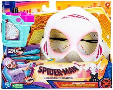 Spider-Man Marvel Across The Spider-Verse Spider-Gwen Web-Shot Slinger Mask and Blaster Set for Kids Roleplay, Toys for Kids Ages 5 and Up