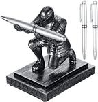 Knight Pen Holder with 2 Pens Resin Desk Organizers and Accessories Funny Executive Pen Stand Fancy Cool Office Gadgets Cool Desk Decorations for Men Home Office Supplies Holiday Present