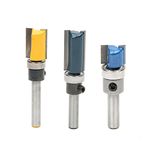 SROL Router Bit Set 3pcs Double Straight Flute Trim Template Router Cutter 1/4" Woodworking Milling Tools with Top Bearing