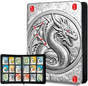 Trading Card Binder 9 Pocket, 360 Cards Holder, 3D Embossed Premium PU Card Collection Binder, Card Album for MTG, TCG, Game, Sport Cards, Silver+Red Gemstone
