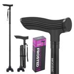 MOODIC Walking Canes for Tall Men Women 6 ft 1 in and Above. Foldable; Adjustable; Comfortable Grip and Sturdy Base Extra Tall Walking Cane Easy to Travel (Plus&Black)