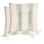 OHS 2 Pack Seat Pads for Dining Chairs, Stripe Chair Cushions Soft Comfy Outdoor Cushions with Ties for Garden Furniture Bistro Chairs Kitchen Dining Chair Seat Pads, Sage/Cream - 40 x 40cm