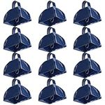 Foraineam 12 Pack Metal Cowbells with Handles, Blue Loud Call Bell Alarm Noise Makers, Hand Percussion Musical Instruments Noisemakers for Sporting Events, Weddings, New Year’s Eve, Team Cheering