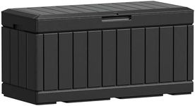 Greesum 82 Gallon Resin Deck Box Large Outdoor Storage for Patio Furniture, Garden Tools, Pool Supplies, Weatherproof and UV Resistant, Lockable, Black