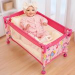 BABESIDE Baby Doll Crib with Storage Bag,Foldable Playpen Baby Doll Bed for 17-21" Reborn Dolls, Reborn Babies Dolls Accessories for Girls Age 3+,Pack n Play Toy Gift for Kids,Pink