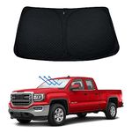 BESTVIEW Windshield Sun Shade Compatible with GMC Sierra 1500 2500 3500 2014 2015 2016 2017 2018, Foldable Reflective Sun Visor Protector, Upgraded 5 Layers 240T Material