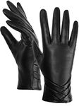 GSG SINCE 1998 Womens Genuine Leather Gloves with Faux Fur Lined Touchscreen Sheepskin Warm Winter Driving Gloves Black X-Large