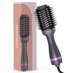 COSTAR Hot Air Blow Brush, 4 in 1 Hair Dryer and Styler Volumizer with Negative Ion Anti-frizz Ceramic Titanium Barrel Hot Air Straightener Brush with Oval Barrel, Professional Hot Air Brush for All Hair Types-Grey-Purple