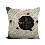 Awowee Flax Throw Pillow Cover Rifle Gun Bullet`S Holes on Target Bullet Metal Sports 16x16 Inches Pillowcase Home Decor Square Cotton Linen Pillow Case Cushion Cover