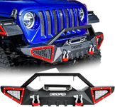 OEDRO Front Bumper Compatible with 2007-2024 Jeep Wrangler JK/JKU JL/JLU, 2020-2024 Gladiator JT, Rock Crawler Off-Road Bumper with Winch Plate Mounting & 2 x D-Rings