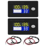 Voktta Battery Capacity Voltage Monitor with Alarm, Temperature Sensor for 12V-72V Lithium battery, Lead-acid battery, Multi-functions, Six Modes, Suitable for Jet Skis, Golf Carts, RVs etc.