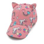 VRITRAZ Stylish Kids Baseball Caps for Girls, 6 to 14 years (CatPony Coral)