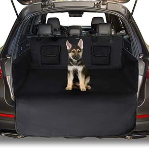 Toozey Protection Coffre Voiture Chien Universelle, 2 Grandes Poches, Imperméable & Antidérapant, 185 x 105 cm Couverture de Coffre pour Plupart Voitures, E-Book Bonus, Noir - Bordure Noire