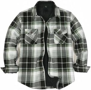 ThCreasa Mens Plaid Sherpa Lined Flannel Shirt Jacket Button Up Cozy Fall Winter Coat Flannel Shacket Jackets Midnight Dawn 3XL