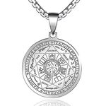 FLYUN St Michael Necklace For Men, Seal of The 7 Archangels Pendant Protect Necklace Stainless Steel Mens Spiritual Talisman Protection Amulet Healing Jewelry Saint Michael Pendants, Stainless Steel,