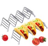 2 Pack Taco Holder Stand Stainless Steel Taco Rack Tray Serveware Tabletop Party Dinner Restaurant Food Show, Space for 3 or 4 Tacos