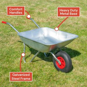 KCT 65L Steel Wheelbarrow – Heavy Duty Garden Cart