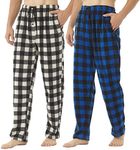 2 Pack Mens Pajama Pants Mens Fleece Plaid Lounge Pajama Bottoms Sleepwear Pjs with Pockets