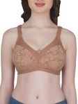 Eve's Beauty Womens Full Coverage Non Wired Everyday Bra with Lace (Brown,34D)