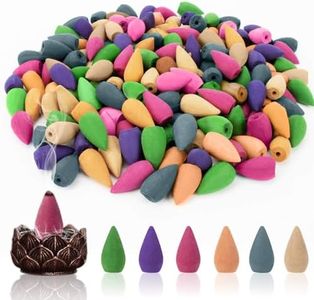MAQIHAN Backflow Incense Cones for Waterfall - 180PCS Scented Smoke Burning Cones Bulk 9 Different Fragrances for Ceramic Backflow Incense Burner