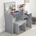 Vanity Desk Dressing Table with Flip Up Mirror and Stool Bedroom Makeup Desk Vanity Table Writing Desk Dresser Make up Table For Bedroom Furniture, 81L x 40 W x 69 H cm