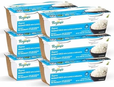 Reganic Basmati Rice with Cloves & Cardamom, Microwaveable in 55 Seconds, Ready to Eat, Pack of 6, USDA Organic, Halal & Kosher