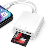 SD Card Reader for iPhone iPad, AkHolz 2 in 1 SD Card Reader for iPhone iPad Camera Card Viewer Reader for Trail Game Camera DSLR Camera Dash Cams SD Card Reader, Portable No App Required