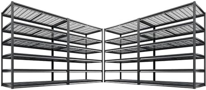 REIBII 3500LBS Garage Shelving, Adjustable Storage Shelves Heavy Duty, 6 Tier Heavy Duty Shelving, Metal Shelving Unit for Warehouse, Basement, Industrial, 55" W x 26" D x 84" H, Black, 4 Pack