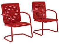 Crosley Bates Metal Patio Chair in Red (Set of 2)