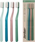 Jordan ® | Green Clean Manual Toothbrush | Award Winning Sustainable Toothbrush Made from Recycled Materials | Eco-Friendly | Scandinavian Design | Soft Bristles | Mixed Colour | Pack 4 Units